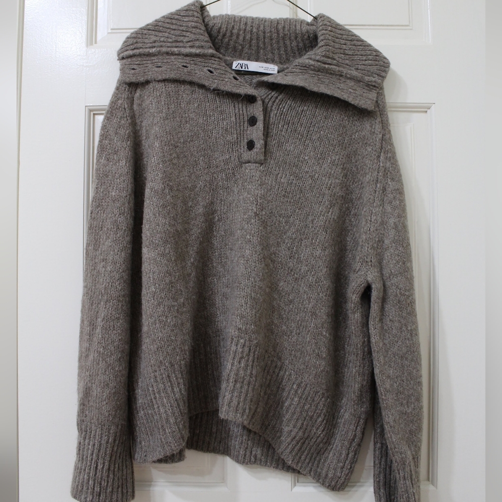 Zara Beige/Brown Buttoned Sweater (S)